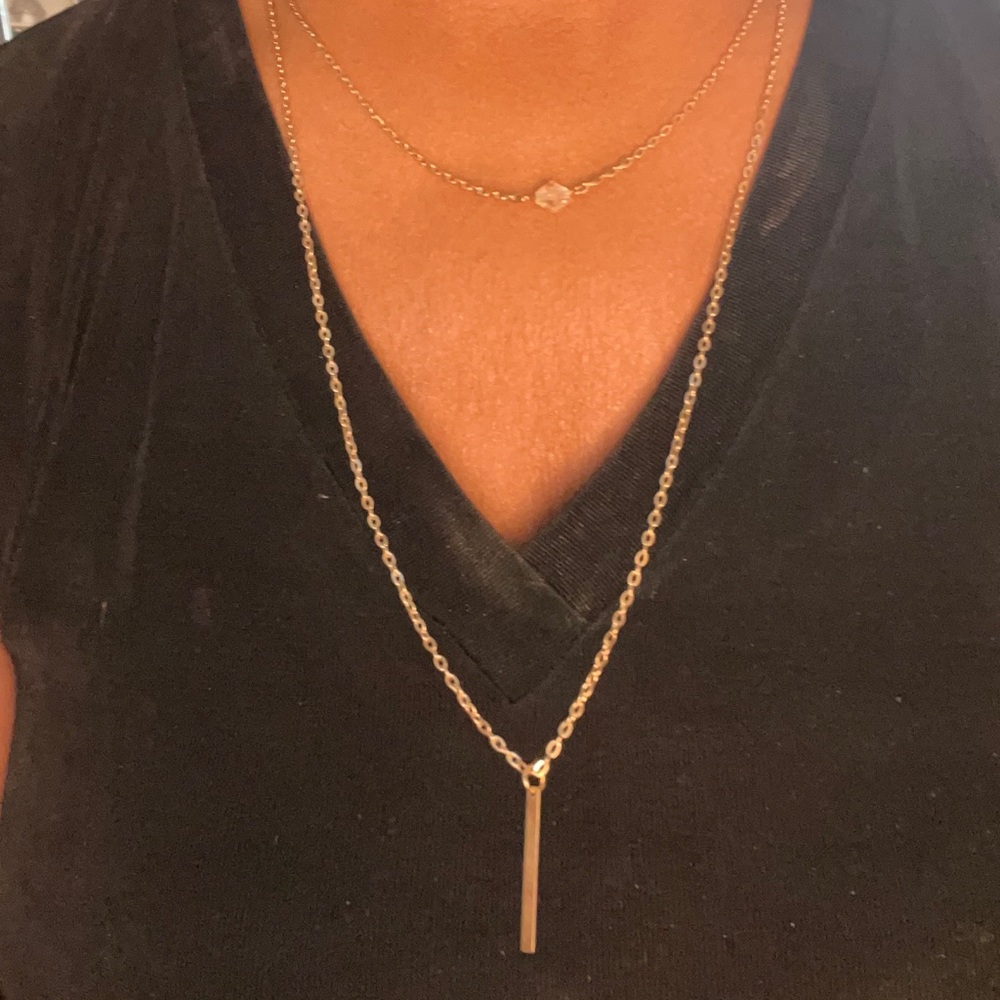 28" layered gold tone necklace